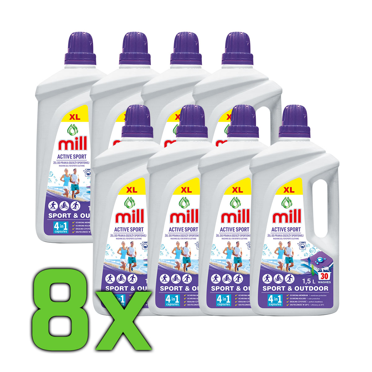 <strong>8 x 1,5 litra ŻELU DO PRANIA</strong></br>• 7,32 zł / litr</br>• do bieli i koloru</br>• active sport</br> </br> - obrazek 2