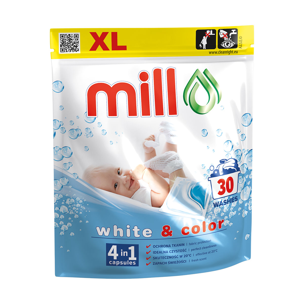<strong>6 x 30 KAPSUŁ DO PRANIA</strong></br>• 1,05 zł / szt</br>• white & color</br>• do prania odzieży dziecięcej</br> </br>