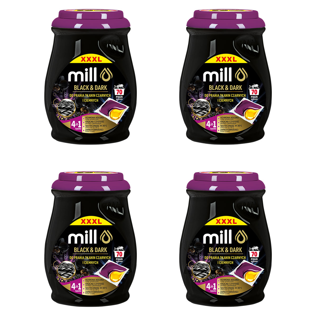 <strong>4 x 70 KAPSUŁ DO PRANIA</strong></br>• 1,03 zł / szt</br>• tkaniny czarne i ciemne</br>• idealna czystość</br> </br> - obrazek 2